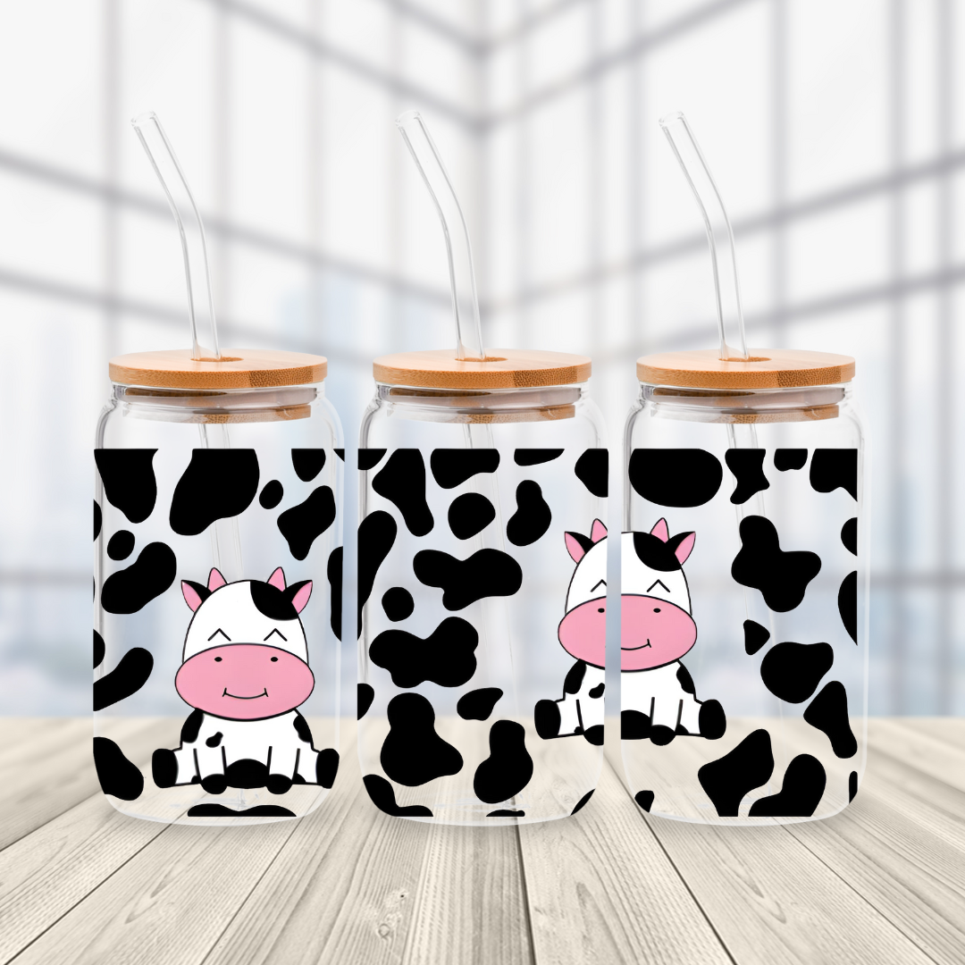 Cute Cow Glass Cup