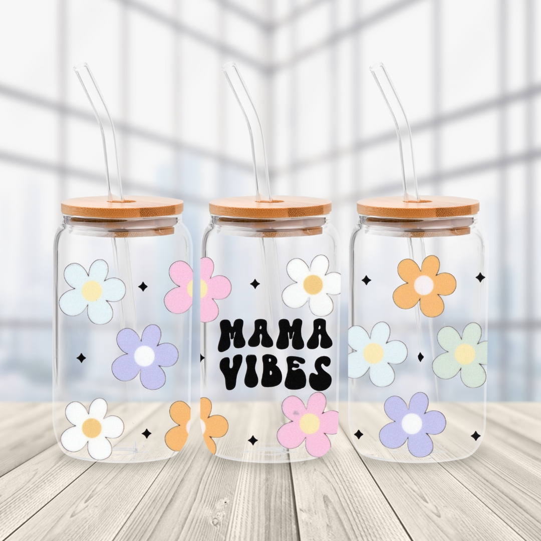 Mama Vibes Glass Cup