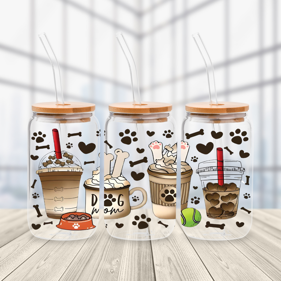 Dog Mom Glass Cup