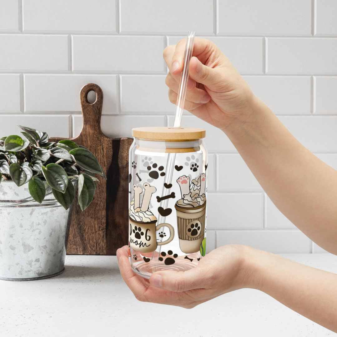 Dog Mom Glass Cup