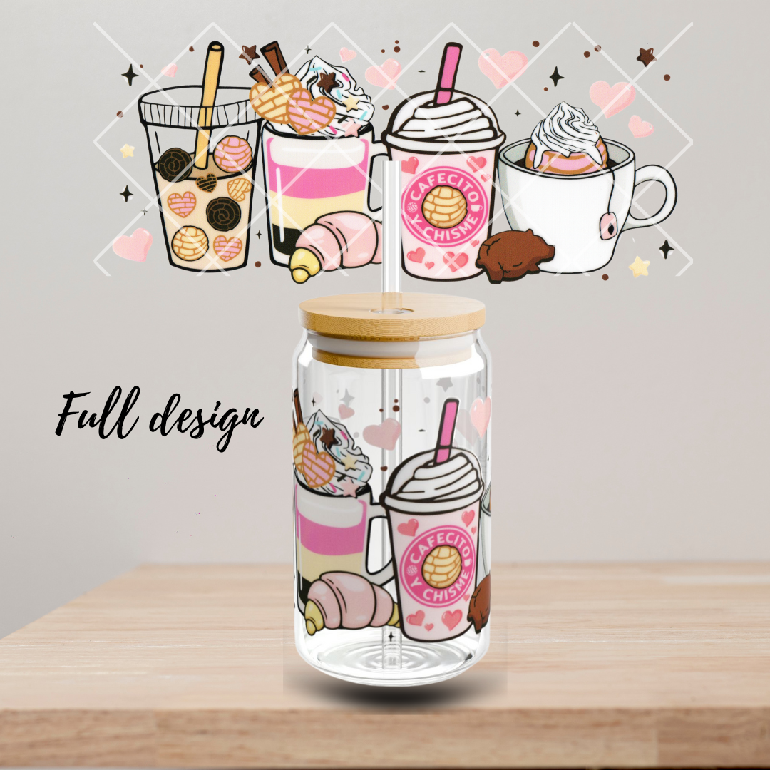 Cafesito y Chisme Lattes Glass Cup