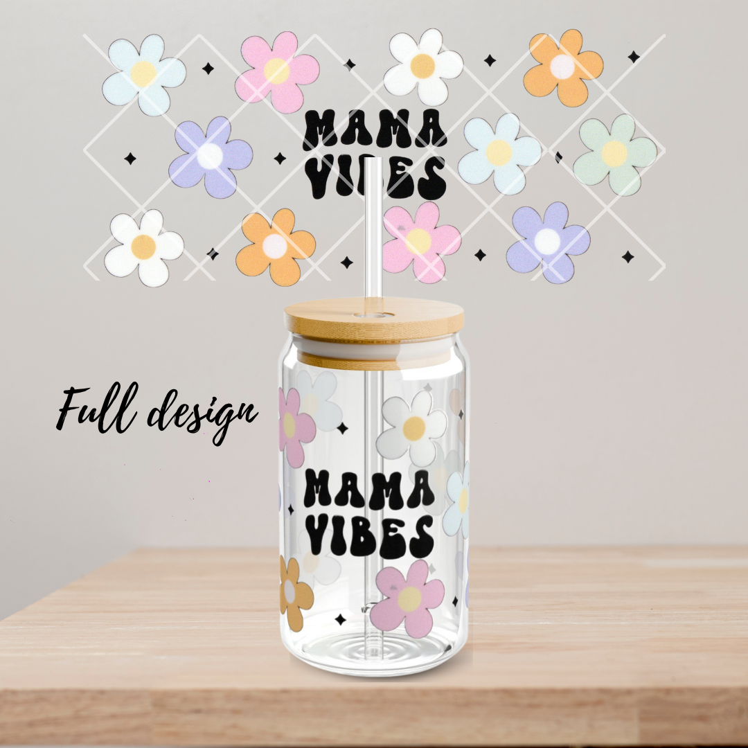 Mama Vibes Glass Cup