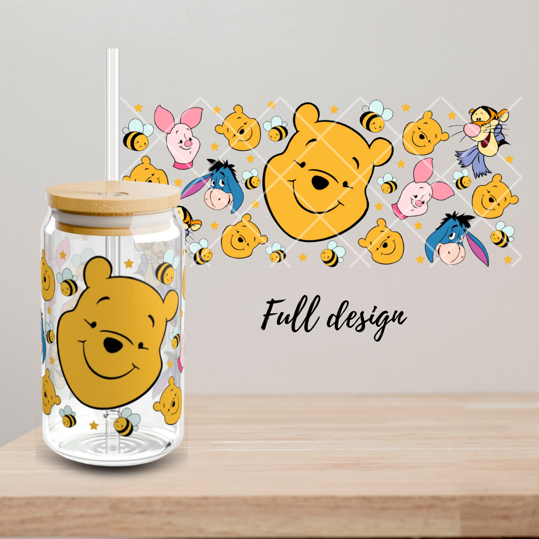 Pooh and Friends Faces Glass Cup