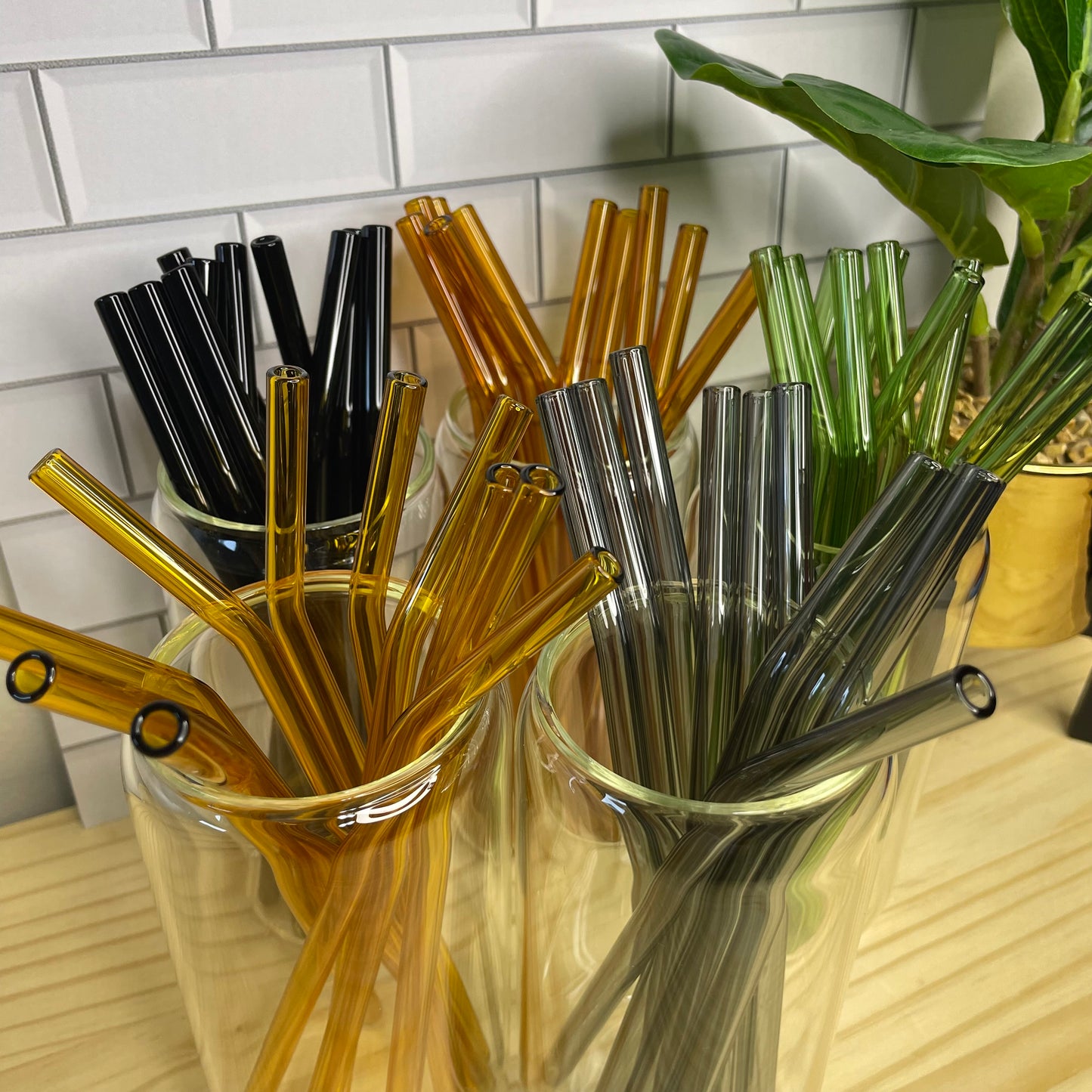 Bent Color Glass Straws