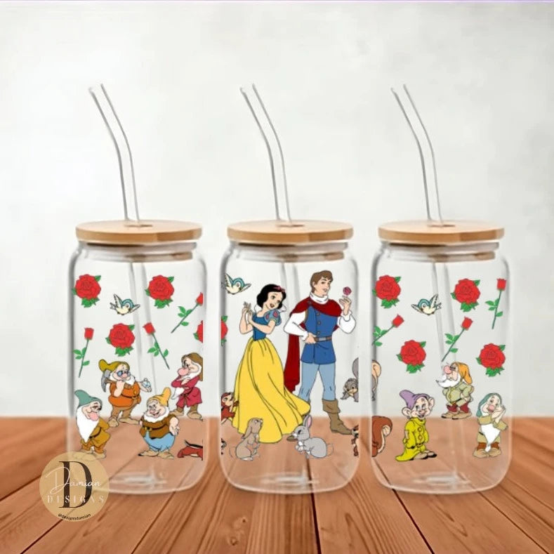 Snow White Glass Can