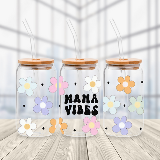 Mama Vibes Glass Cup