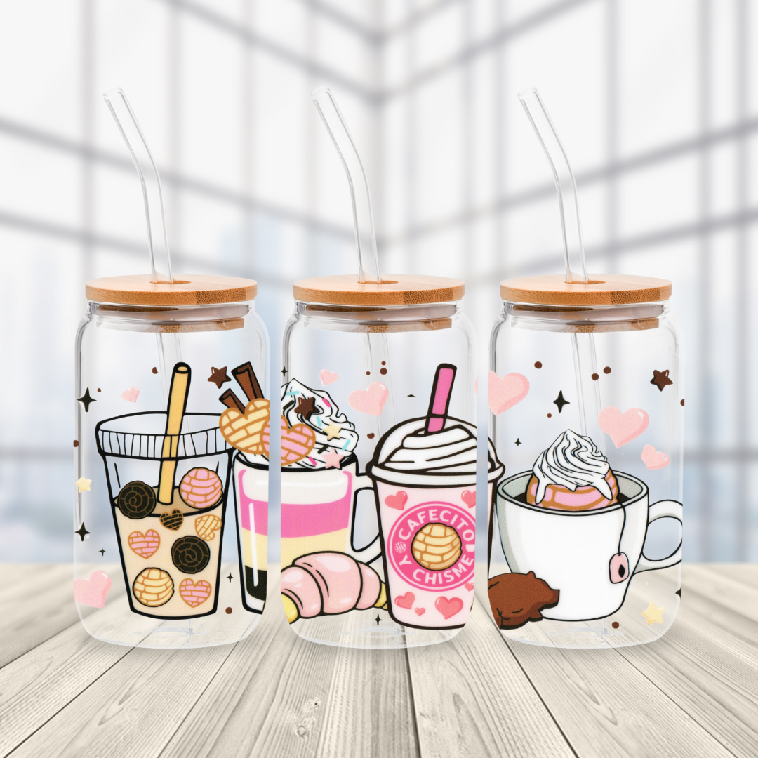 Cafesito y Chisme Lattes Glass Cup