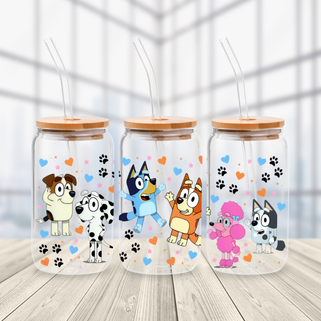 Bluey and Friends Glass Cup
