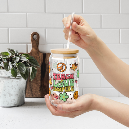 Teach Love Inspire Glass Cup