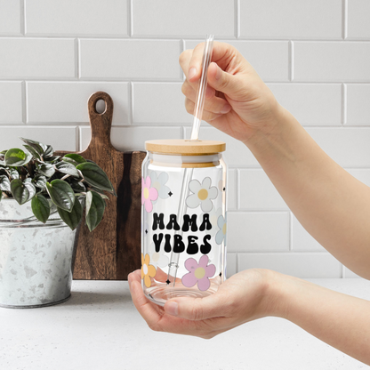 Mama Vibes Glass Cup