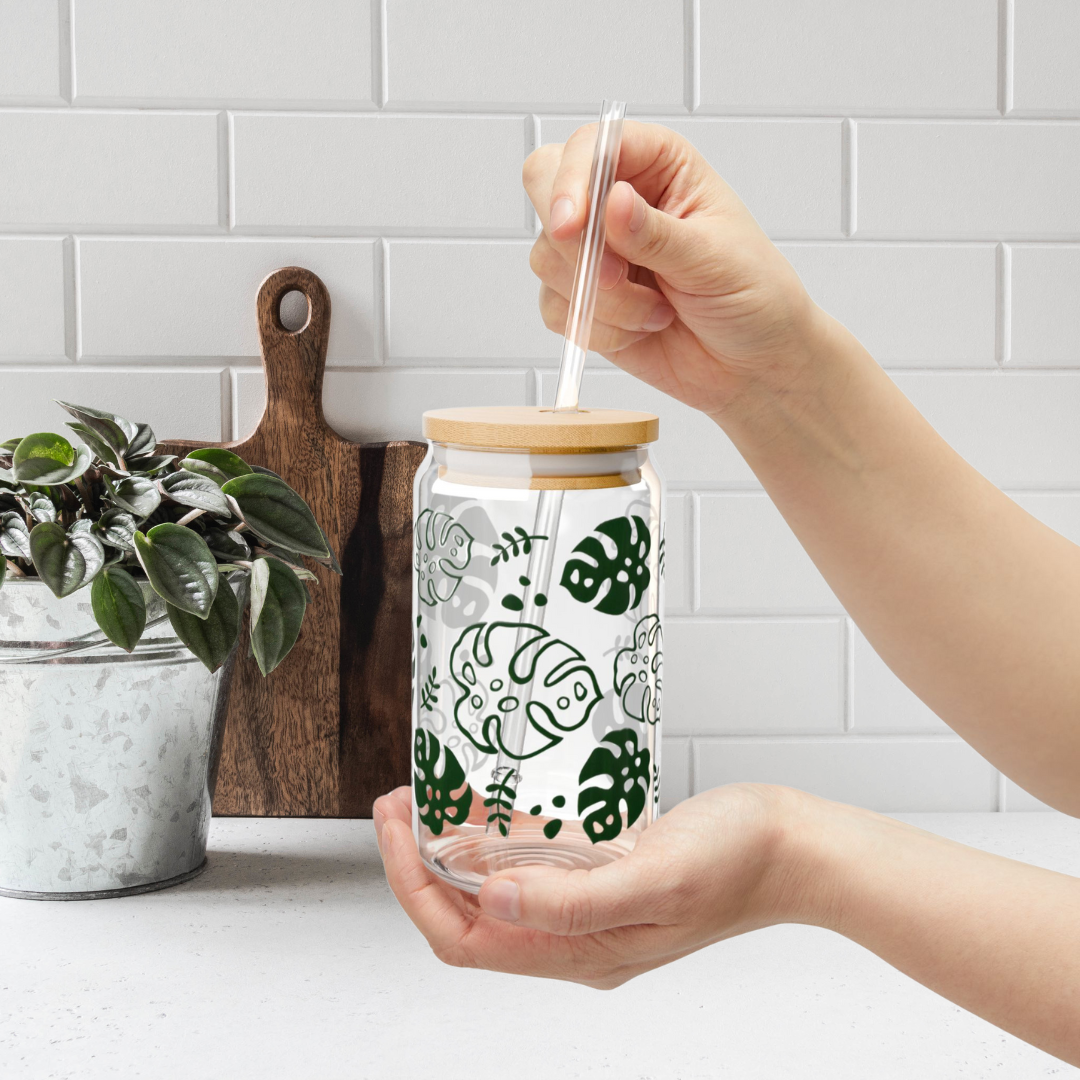 Monstera Glass Cup