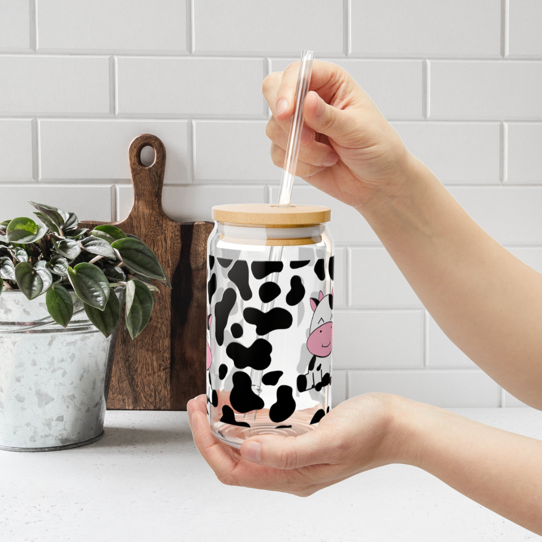 Cute Cow Glass Cup