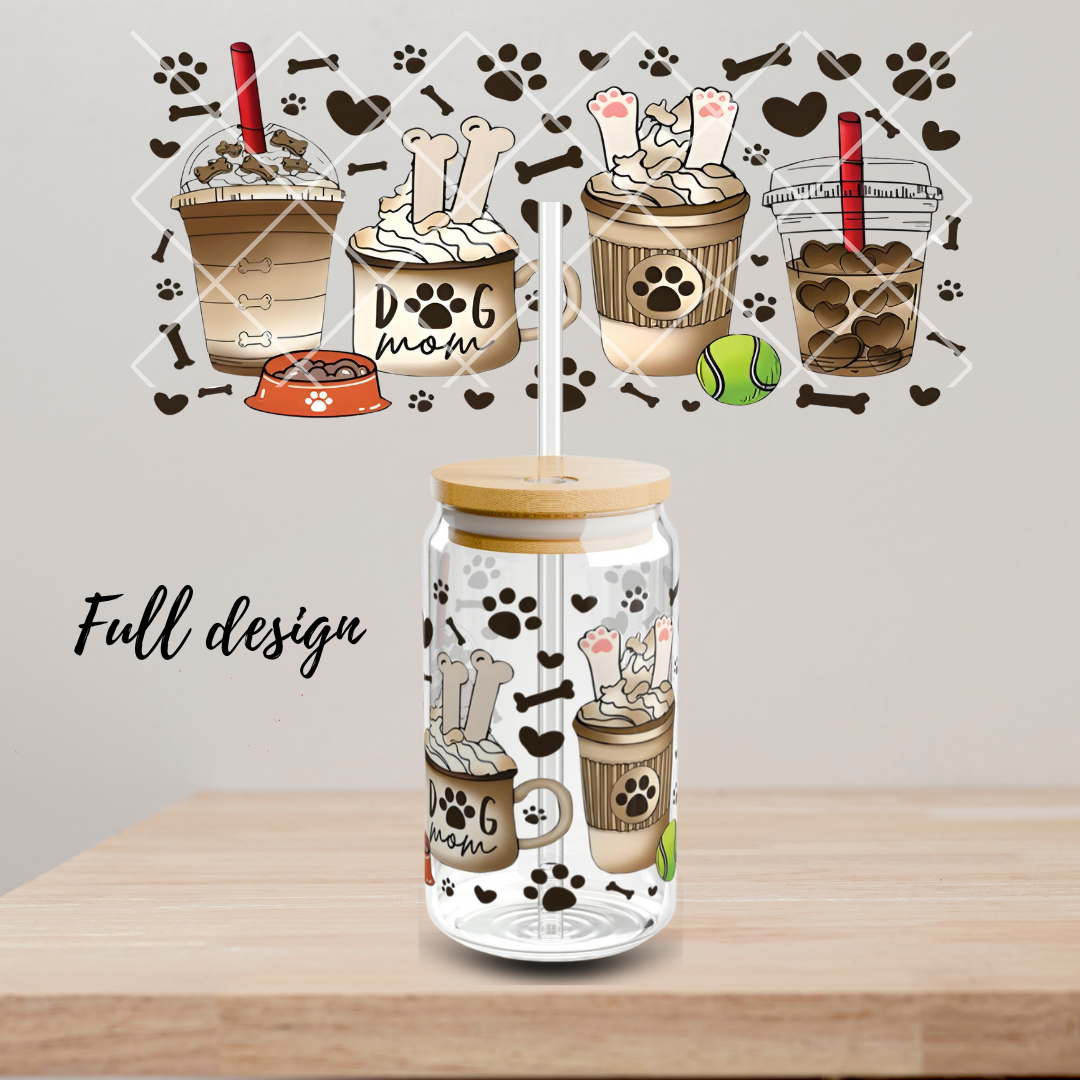 Dog Mom Glass Cup