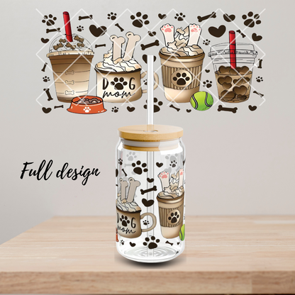 Dog Mom Glass Cup