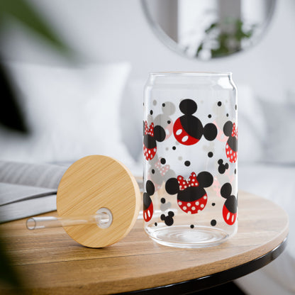 Mickey & Minnie Heads Glass Cup