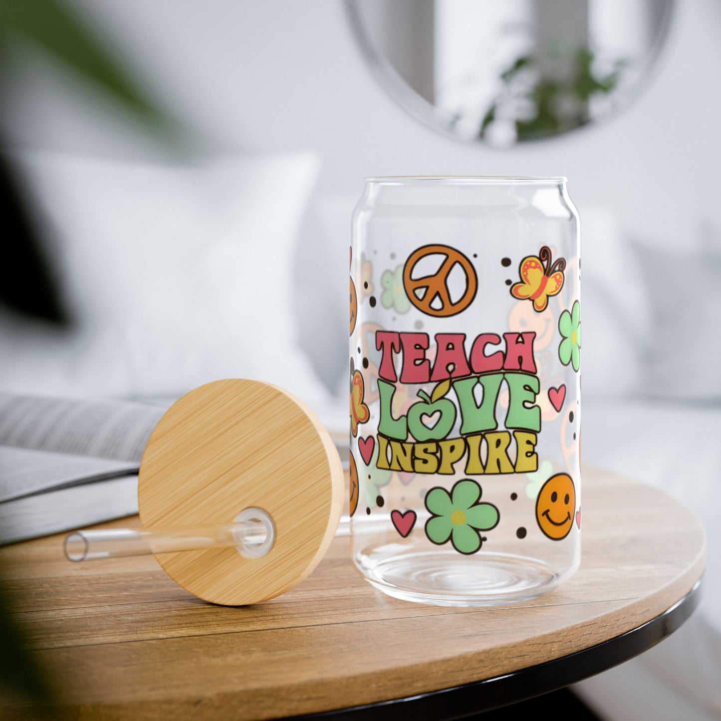 Teach Love Inspire Glass Cup