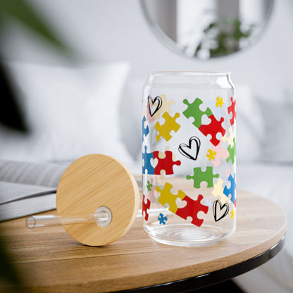 Autism Puzzle Glass Cup