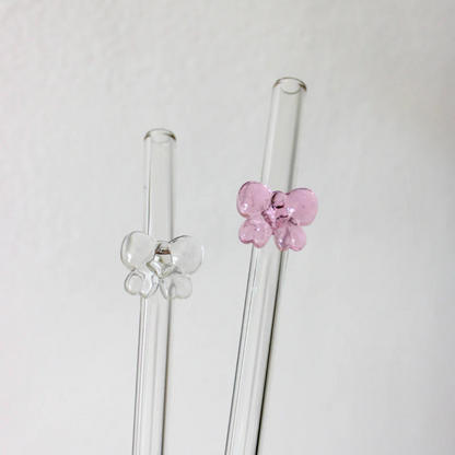 Coquette Bow Charm Glass Straw