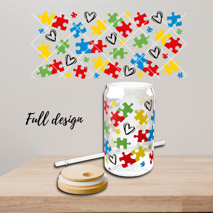 Autism Puzzle Glass Cup