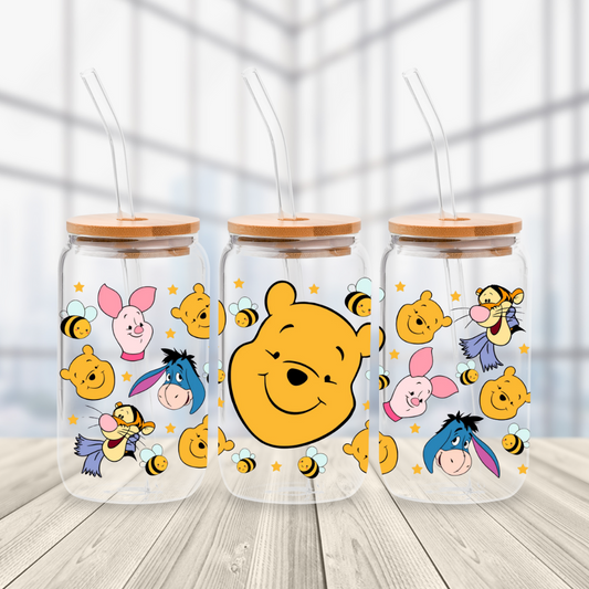 Pooh and Friends Faces Glass Cup