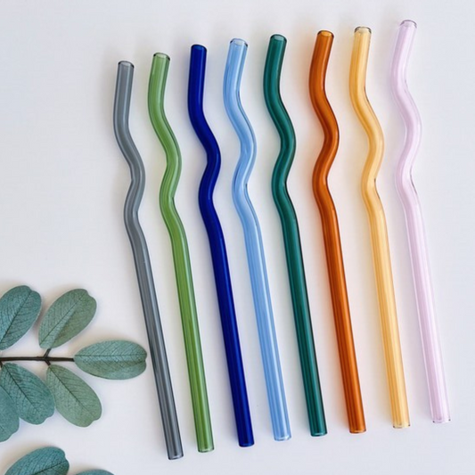 Wavy Color Glass Straws