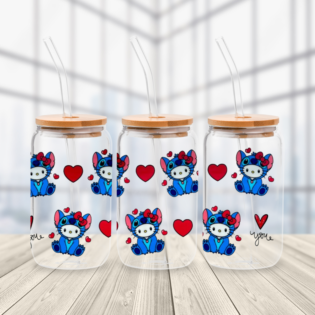 Kitty Stitch Glass Cup