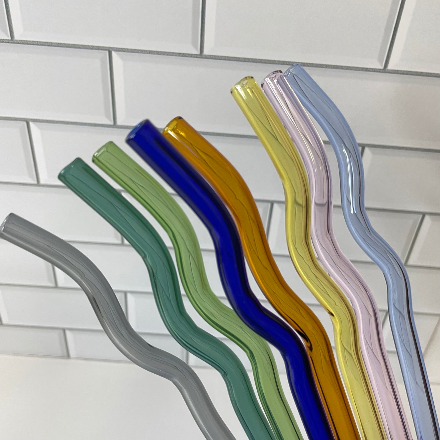 Wavy Color Glass Straws
