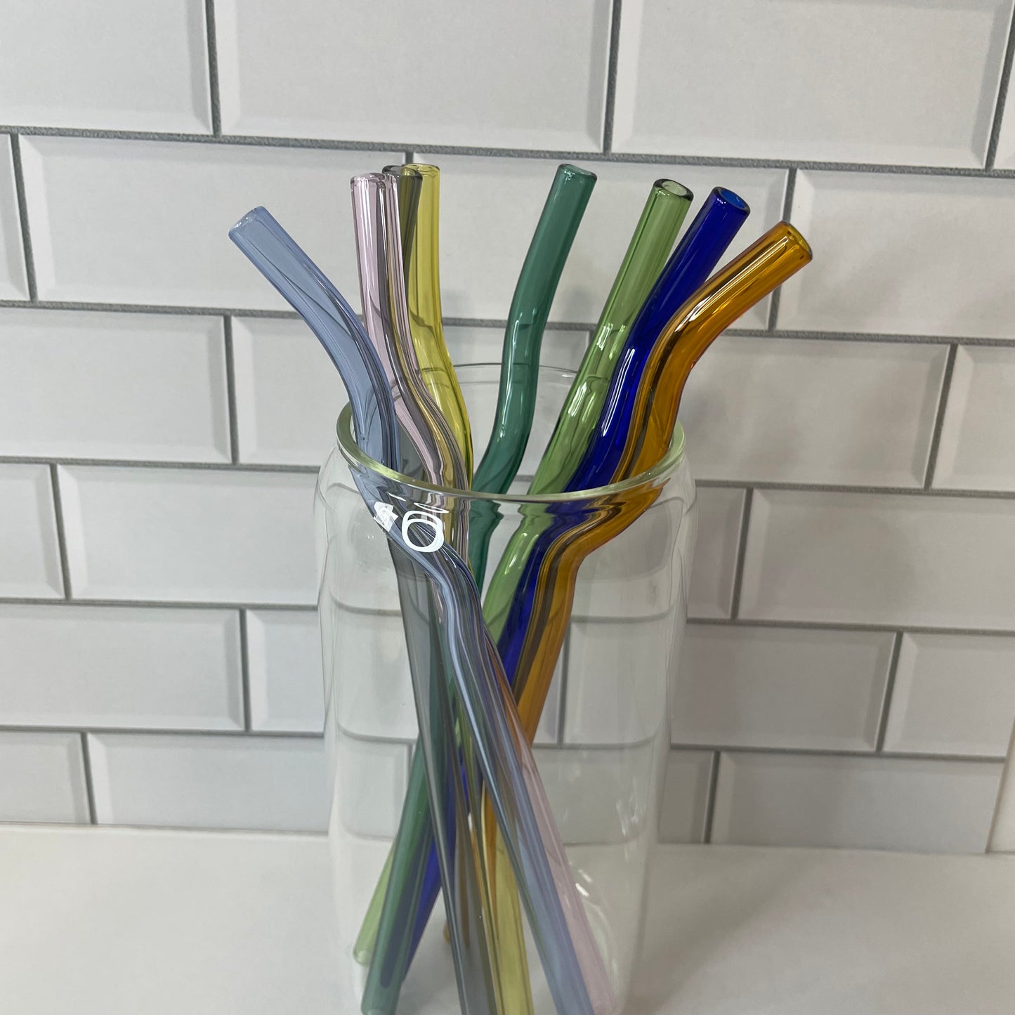 Wavy Color Glass Straws