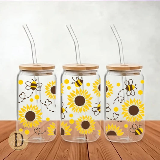 Sunflowers Glass Can