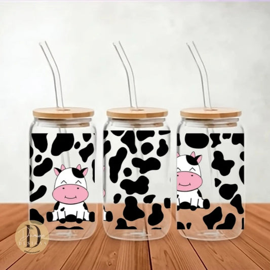 Cute Cow Glass Cup