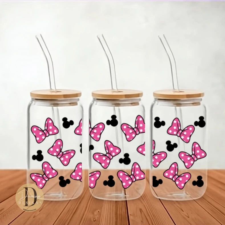 Pink Mouse Glass Can