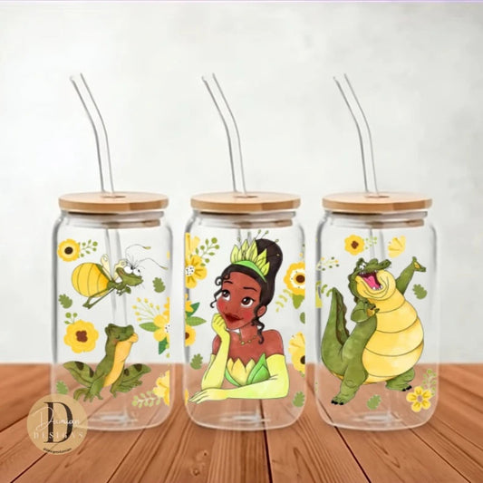 Princess and Frog Glass Can